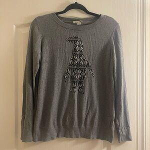 LOFT Women Sweater Penguin Graphic Print Cotton